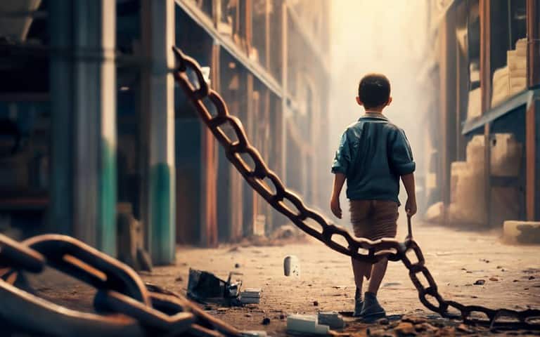 A broken chain, representing the breaking free from child labor_Kentucky Warehouse Child Labor Situations Exposed