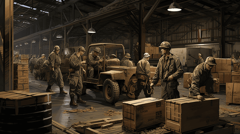 Forklift used a military base during World War II